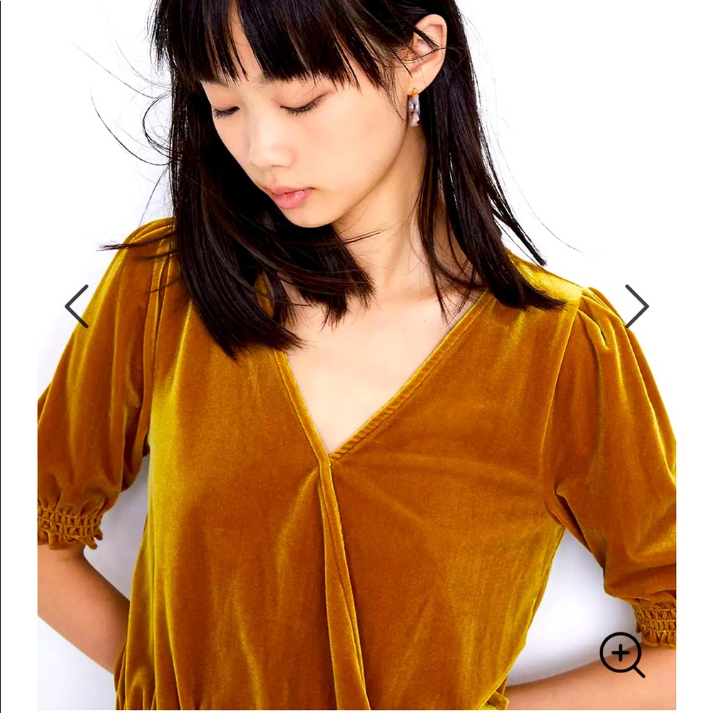 NEW Madewell Velvet Smocked Crossover Top